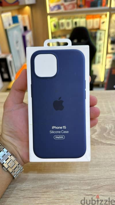 Silicone case magsafe iphone 15 storm blue original & new offer