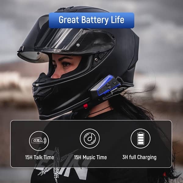 LEXIN B4FM Motorcycle Bluetooth Headset, 10 Riders Helmet Bluetooth 2