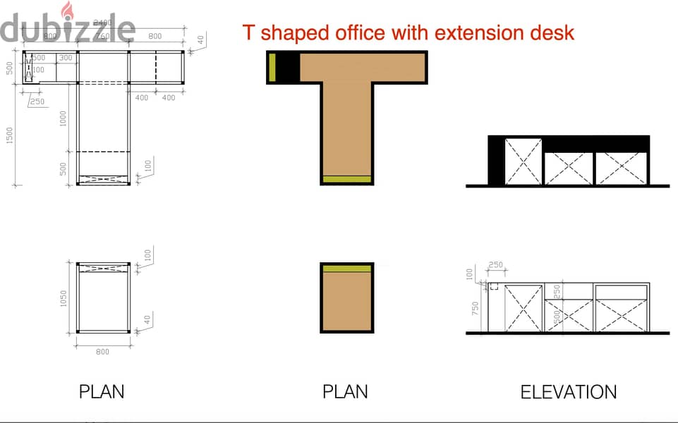 For sale: T-shaped office desk 1