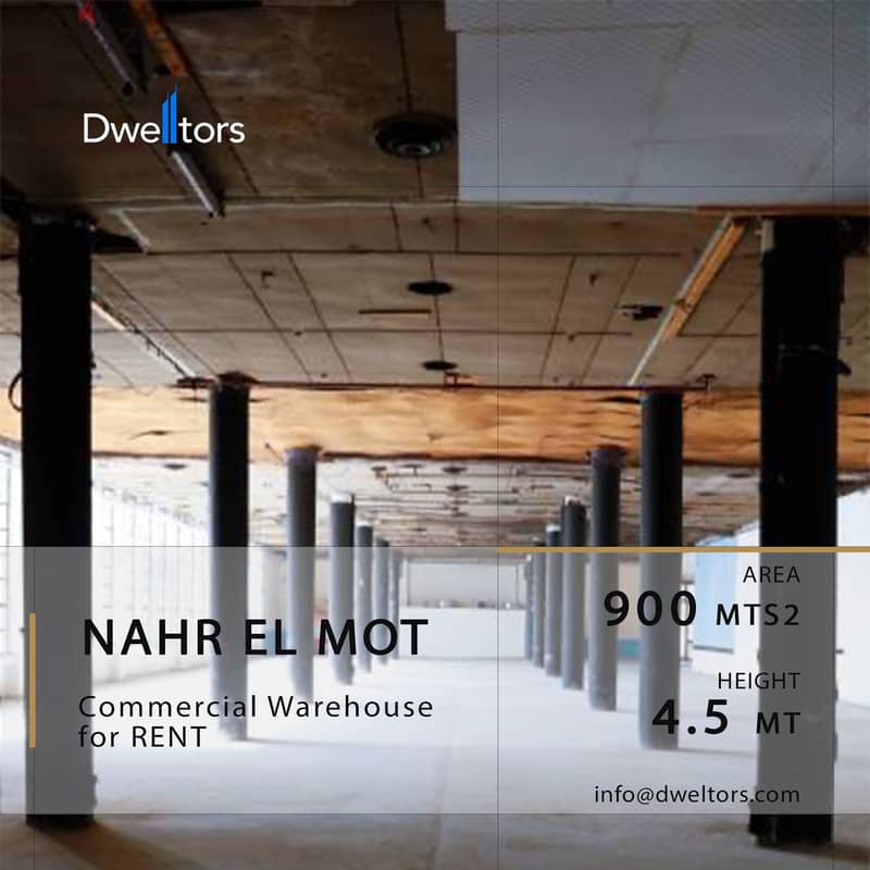 Warehouse for rent in NAHR EL MOT - 900 MT2 - 4.0 MT Height 0