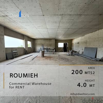 Warehouse for rent in ROUMIEH - 200 MT2 - 4.0 MT Height