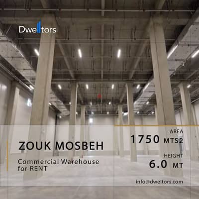 Warehouse for rent in Zouk Mosbeh - 1750 MTS2 - 6.0 Mt Height