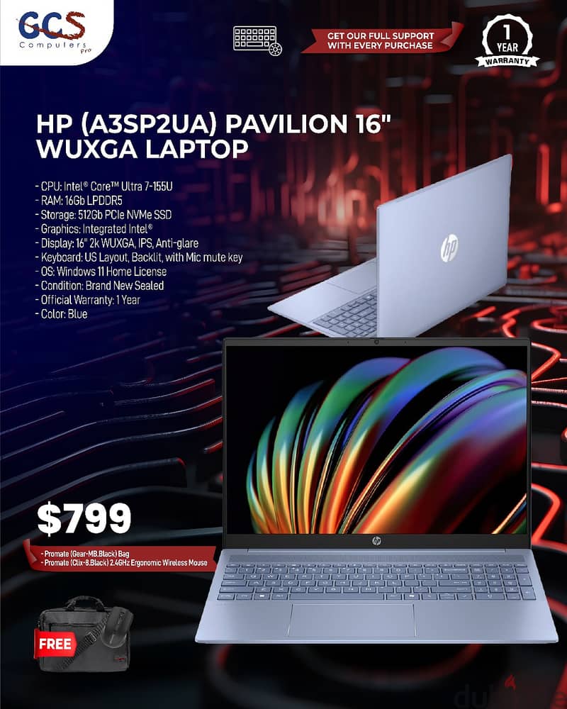 HP (A3SP2UA) Pavilion 16" WUXGA Laptop 0