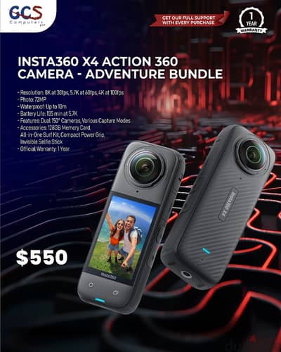 Insta360 X4 Action 360 Camera - Adventure Bundle