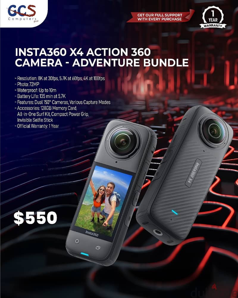 Insta360 X4 Action 360 Camera - Adventure Bundle 0