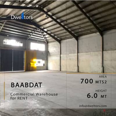 Warehouse for rent in BAABDAT - 700 MT2 - 6.0 MT Height