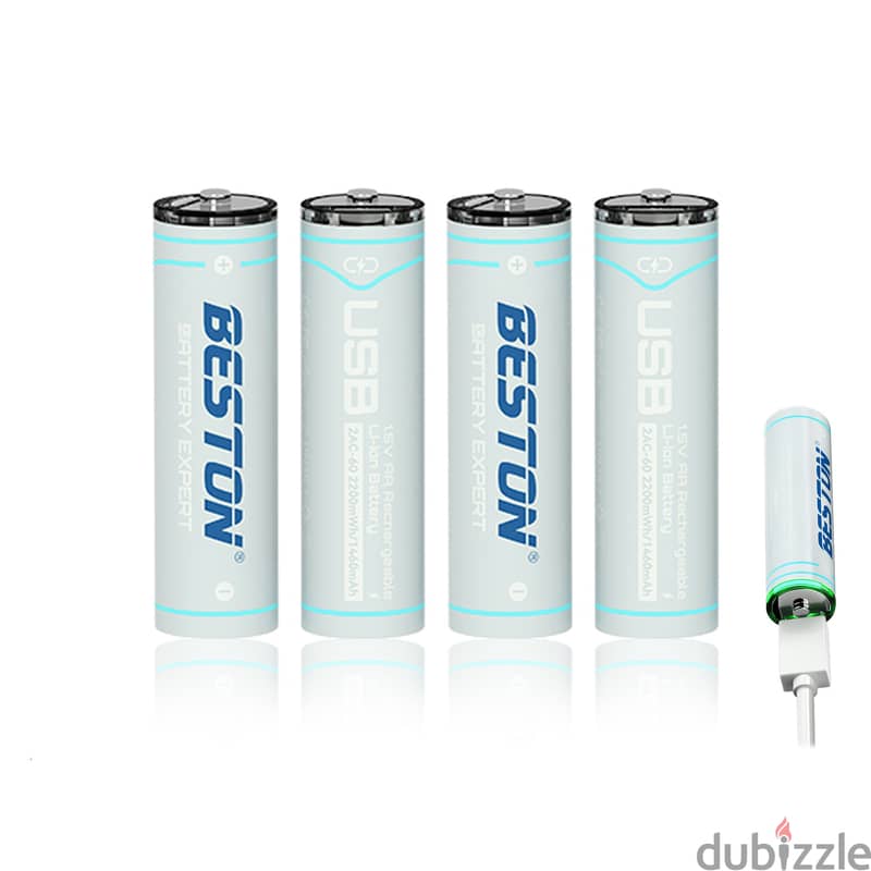 Beston 1.5V 1460mAh AA Rechargeable Lithium-Ion Batteries (Pack of 4) 2