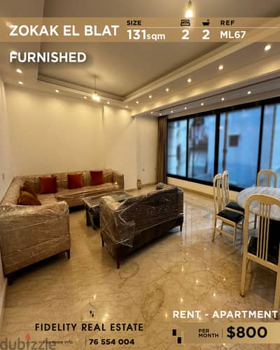 Apartment for rent in Zkak el blat furnished ML67 لإيجار بزقاق البلاط