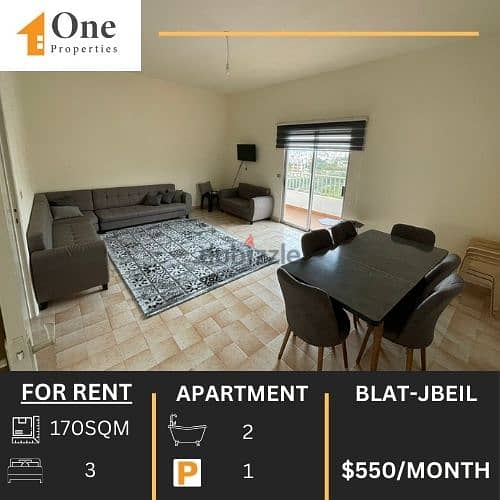 FURNISHED APARTMENT FOR RENT IN BLAT JBEIL 0