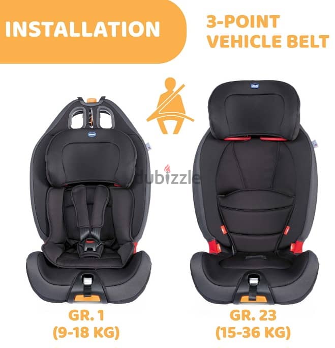 Chicco carseat and booster from 9 months til 12free delivery years 2