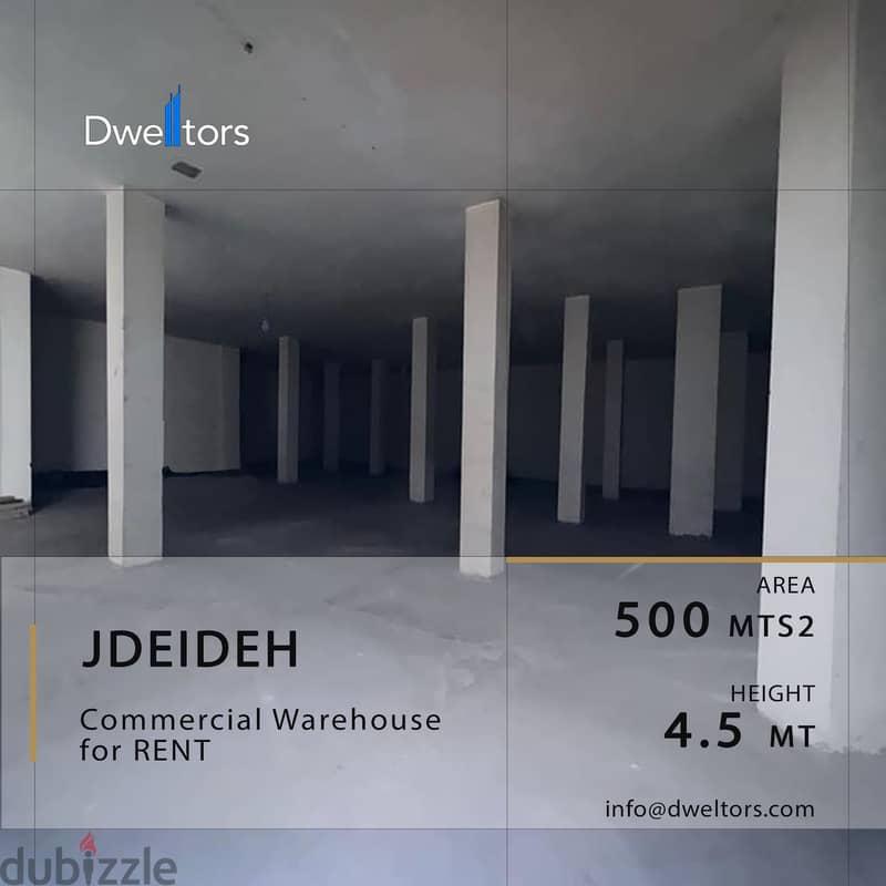 Warehouse for rent in JDEIDEH - 500 MT2 - 4.5 MT Height 0