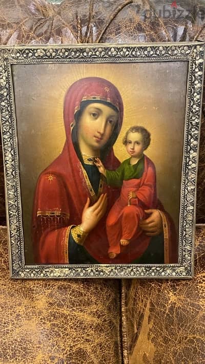 antique Russian icon dated 1823 solid silver Riza