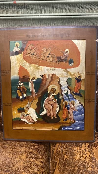 antique rare big Russian icon of the life of St Elijah 19th century