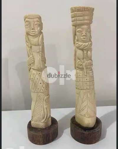 antique pair statues african tribe