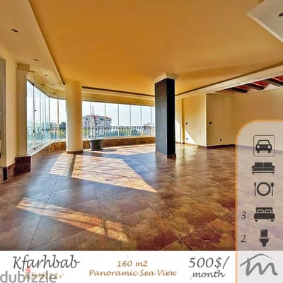 Kfarehbeb | 160m² 3 Bedrooms Apartment | Balcony | Panoramic Sea View