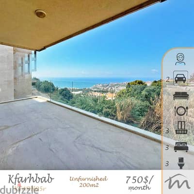 Kfarhab | Brand New 3 Bedrooms | 3 Balconies | Panoramic View | 200m²