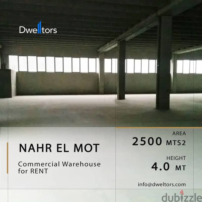 Warehouse for rent in NAHR EL MOT - 2500 MT2 - 4.0 M Height 0