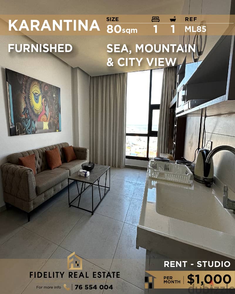 Studio for rent in Karantina ML85 استوديو مفروش للإيجار في الكرنتينا 0