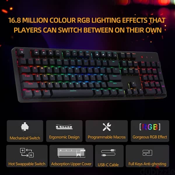 IROK FE104 RGB Mechanical Keyboard, Hot Swappable Gaming Keyboard 4