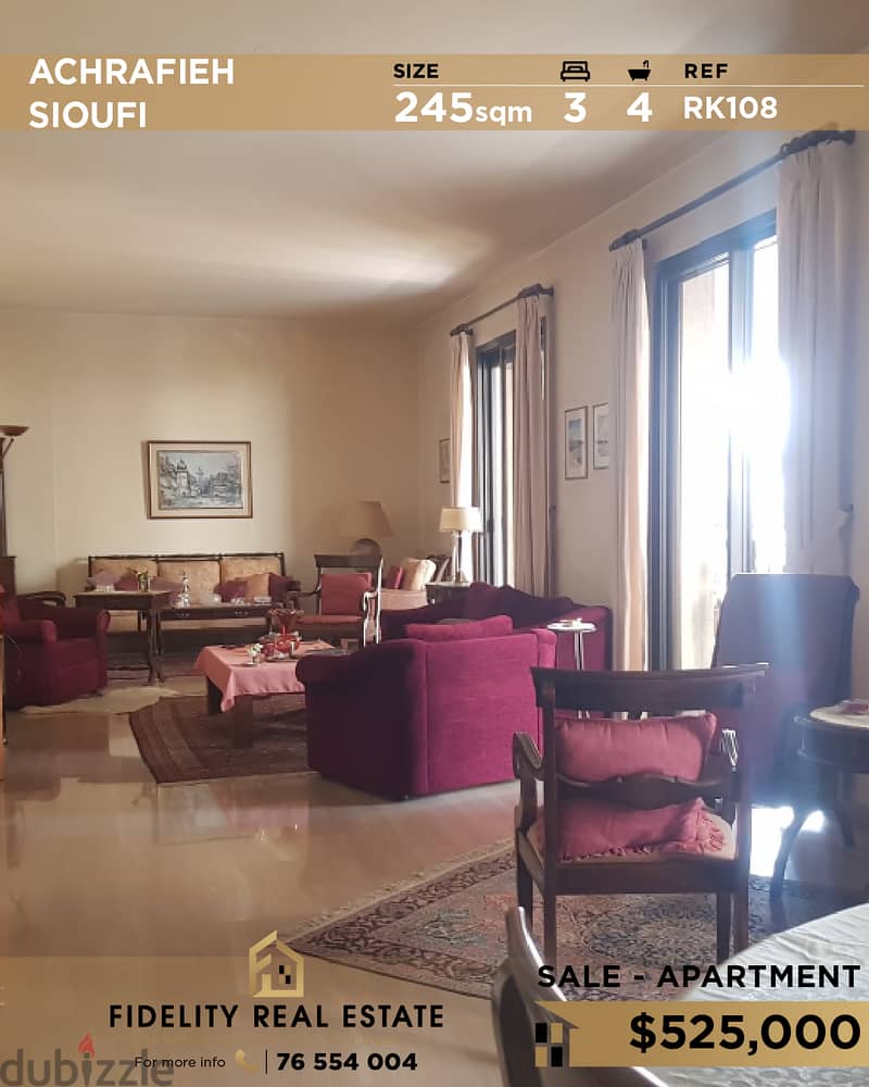 Apartment for sale in Achrafieh Sioufi RK108 شقة للبيع في سيوفي 0