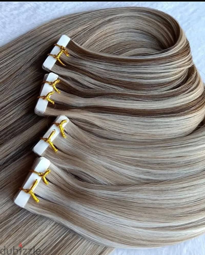 tape Hair extensions اكستنشن وتوصيلات شعر طبيعي لبناني 10