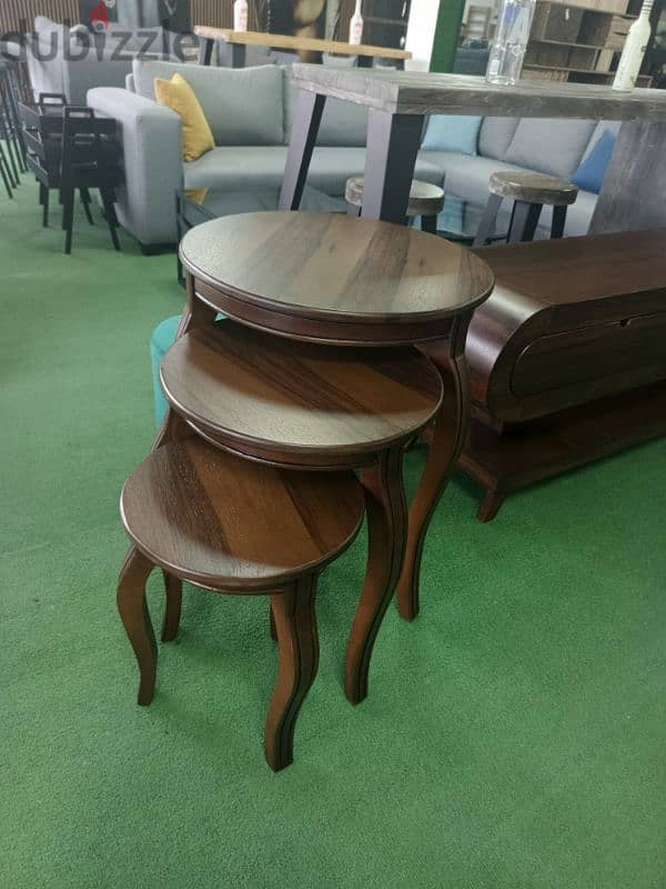 set wood table. طاقم طاولات فراكي 1