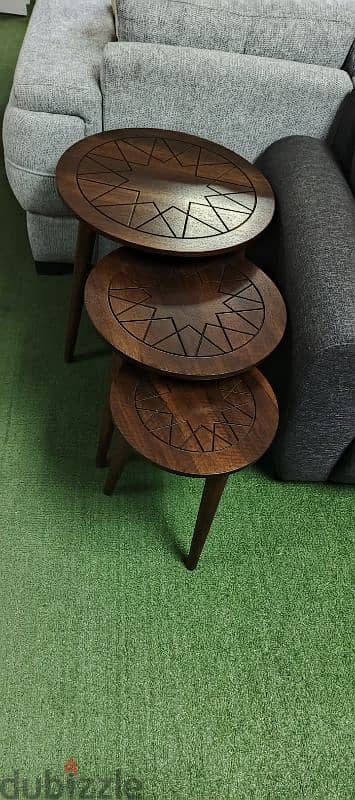 طقم طاولات خشب set wood table 4