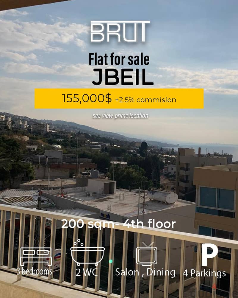 200 sqm Fully Renovated apartment in Jbeil- Open view 0