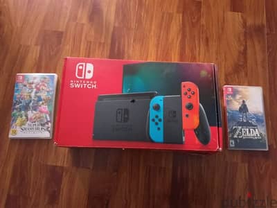 Nintendo switch with 2 games