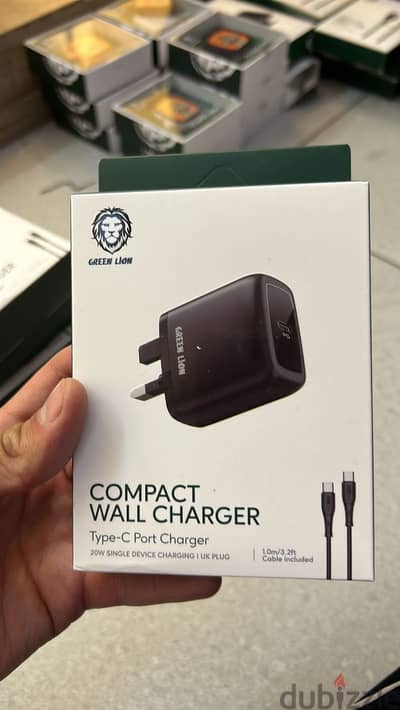 Green lion compact wall charger type-c port charger 20w cable type-c