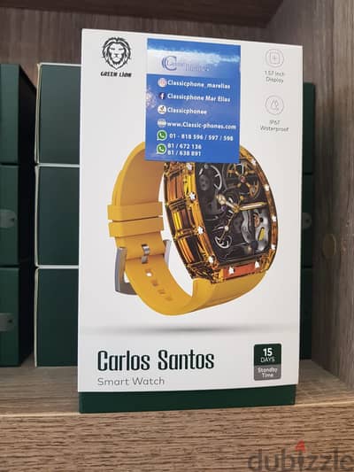 Green lion carlos santos smart watch yellow original and new offer