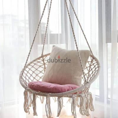 Swing Hammock Chair, Outdoor Hanging Seat, 440lbs Cotton Fabric