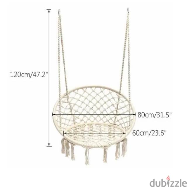 Swing Hammock Chair, Outdoor Hanging Seat, 440lbs Cotton Fabric 6