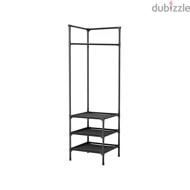 Corner Clothes Rack, Metal Hanger with 3 Shoe Storage Shelves 4