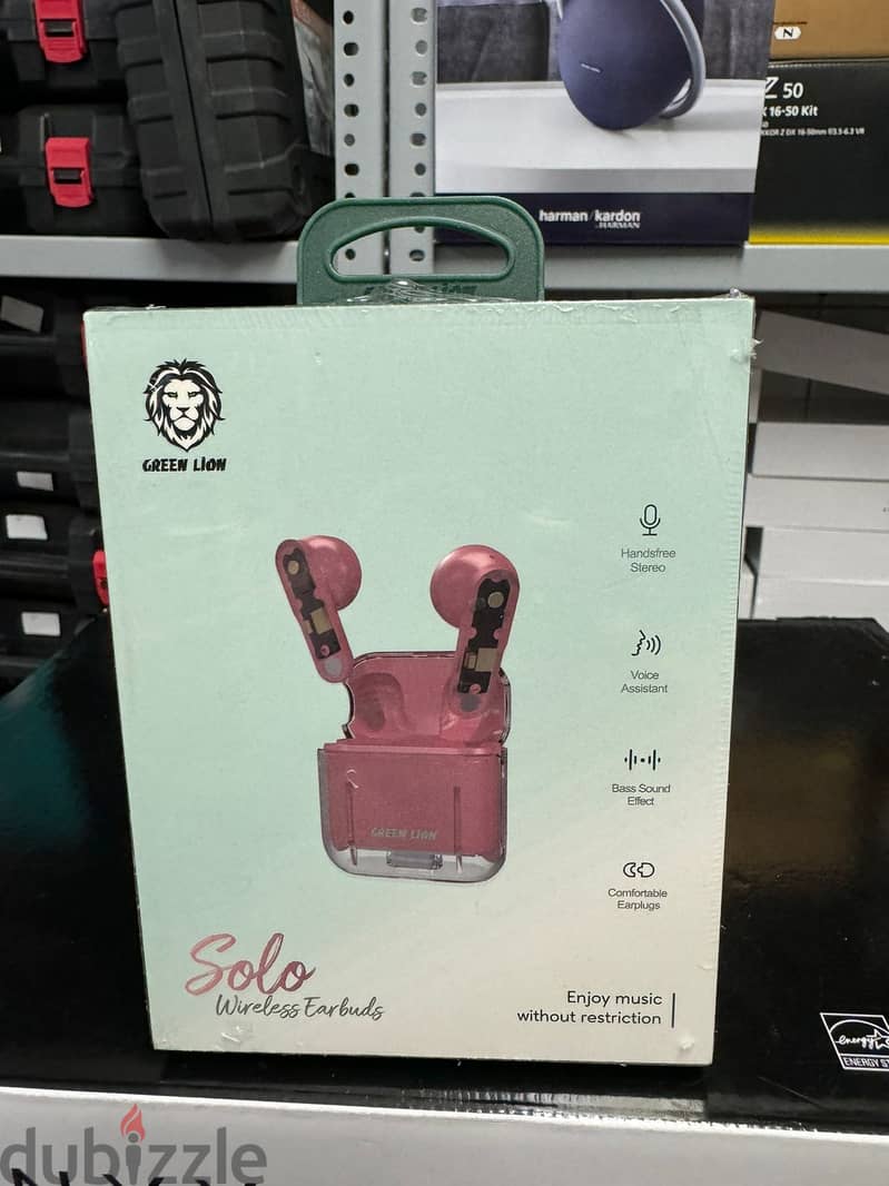 Green lion solo wireless earbuds pink Original and new price 0