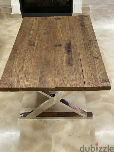 Vanilian WOoden center table with Chrome