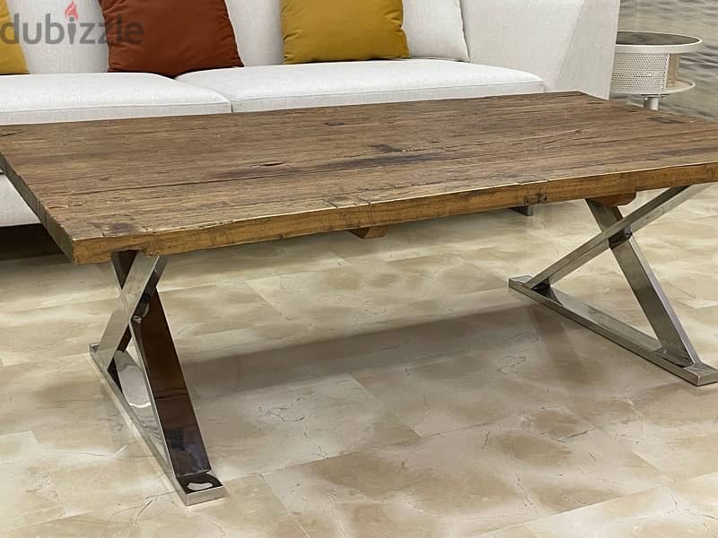 Vanilian WOoden center table with Chrome 5