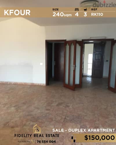 Duplex for sale in Kfour RK110 دوبلكس للبيع في الكفور