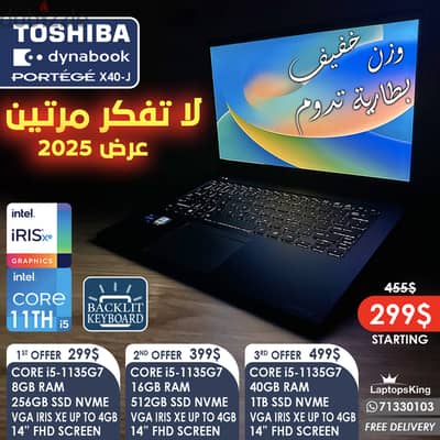 Toshiba Dynabook Portege X40-J Core i5-1135g7 Vga Iris Xe 14” Laptops