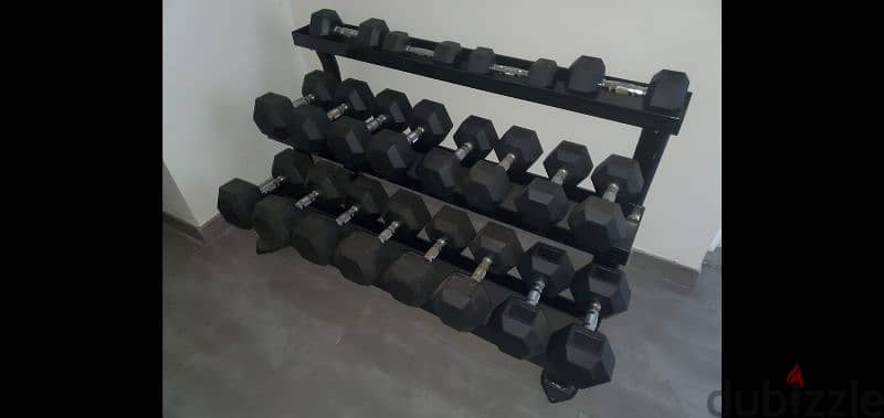 370 kg Complet Hex Dumbbell set with rack 2