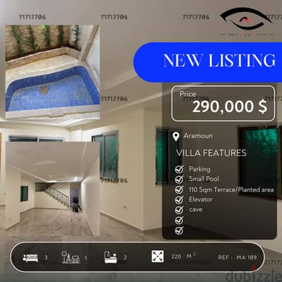 Villa For Sale in aramoun فيلا للبيع في عرمون