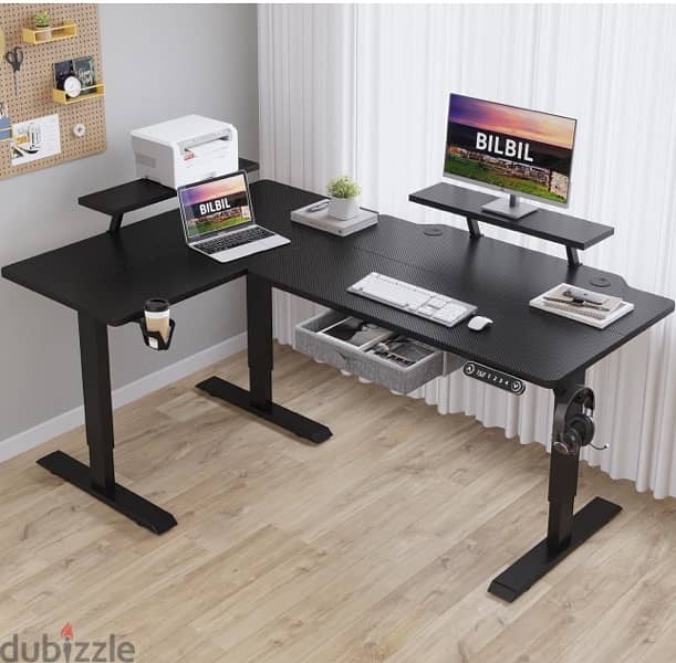 L shape Adjustable Standing Desk طاولة مكتب 0