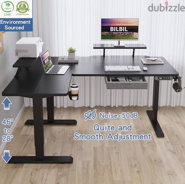 L shape Adjustable Standing Desk طاولة مكتب 1