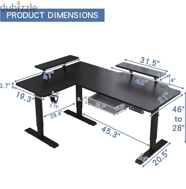 L shape Adjustable Standing Desk طاولة مكتب 3