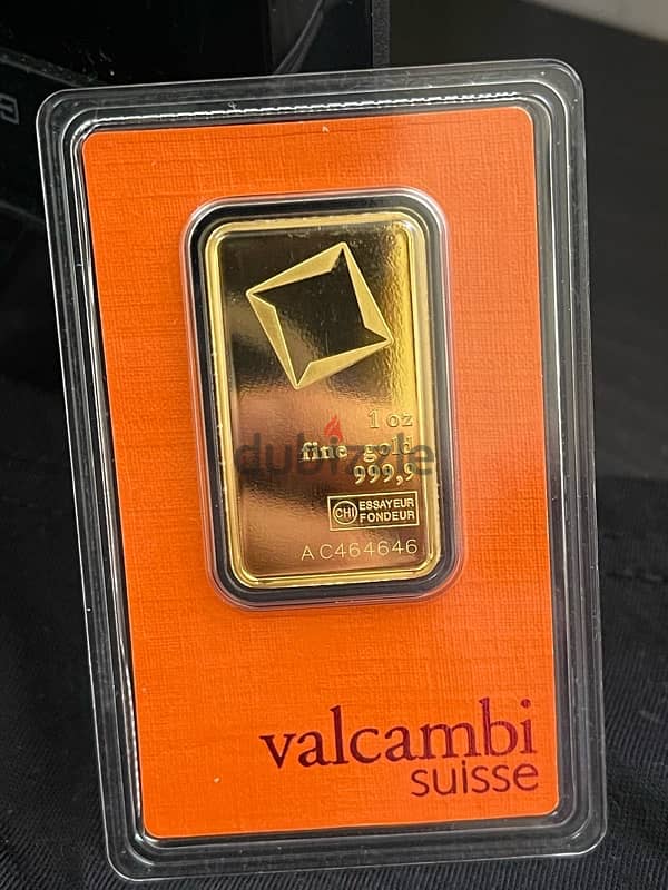 Gold Valcambi Suisse Ounse 31.1 gr 999.9 with special serial 46 46 46 1