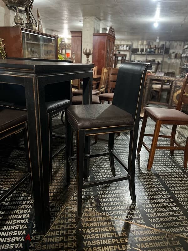 bar dining table with 2 chairs and 2 bench solid wood 4