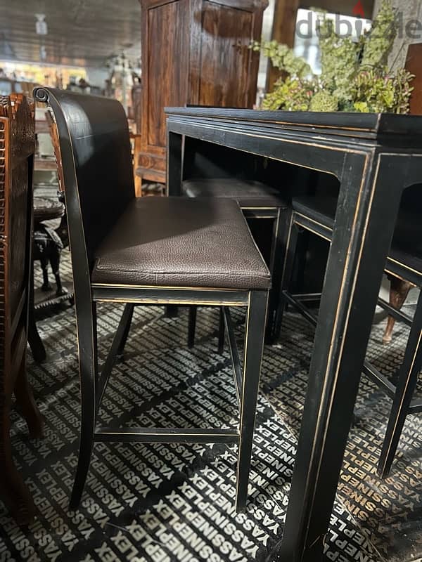 bar dining table with 2 chairs and 2 bench solid wood 6