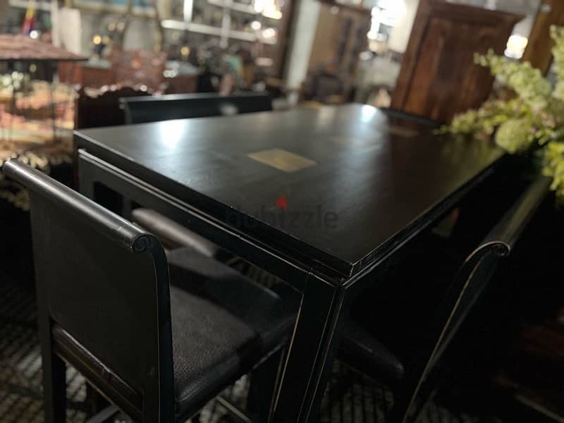 bar dining table with 2 chairs and 2 bench solid wood 9