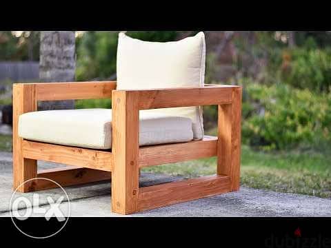 Outdoor sofa thick wood صوفا مفرد خارجي 0