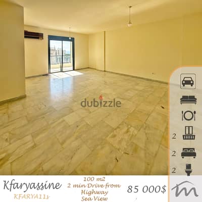 Kfaryassine | Panoramic Sea View | 2 Minutes to Highway | 2 Bedrooms